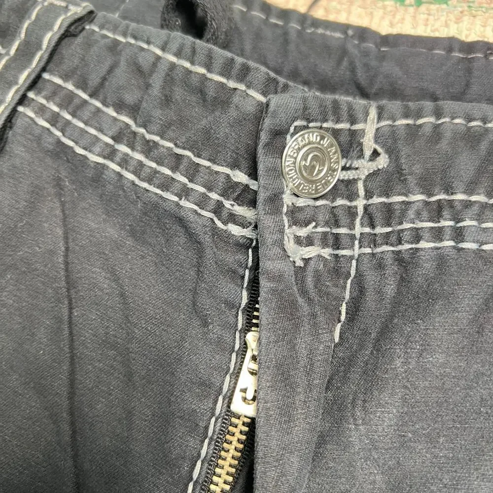 True Religion Shorts Men's 40 Jet Black Cargo Shorts Utility Pockets